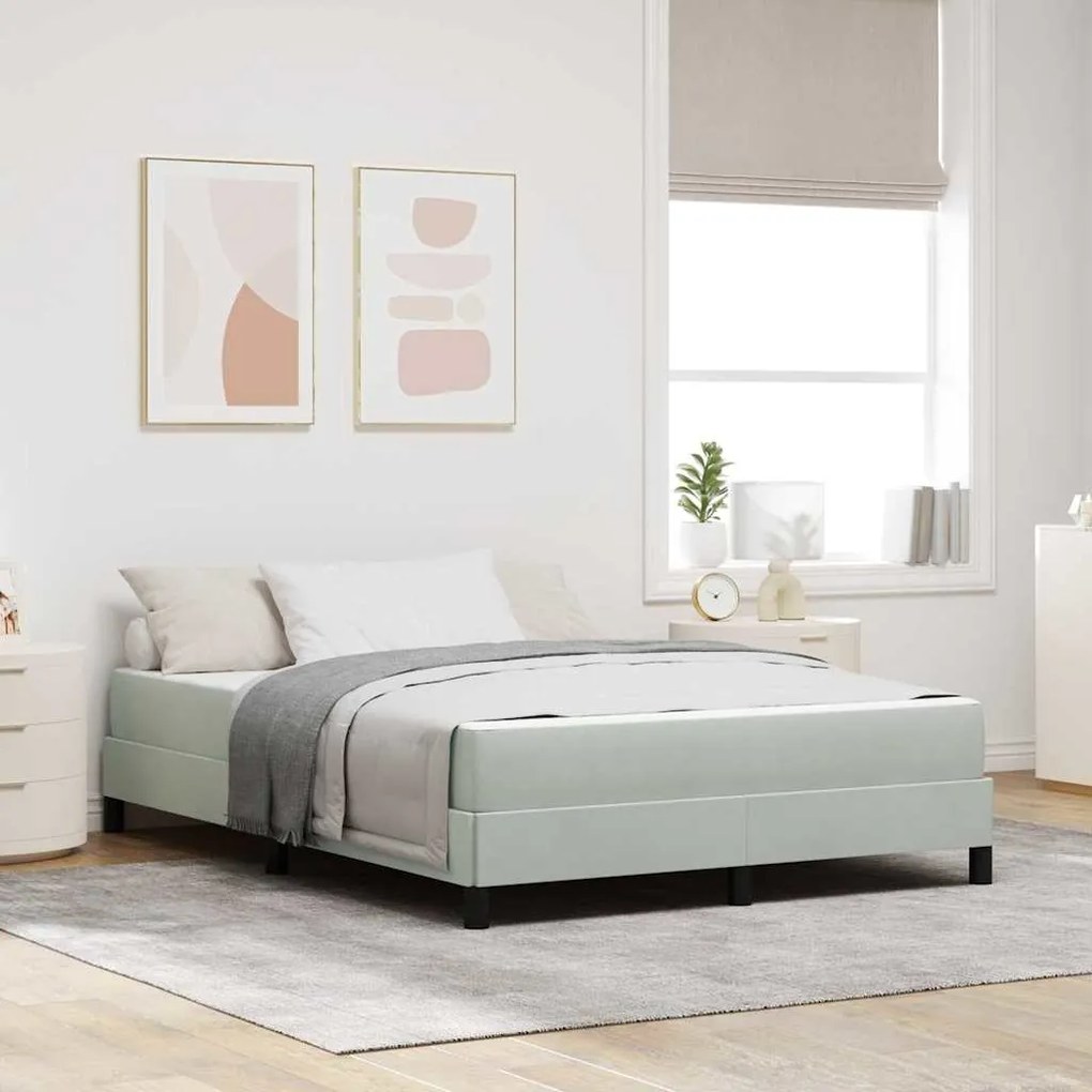 vidaXL Cama Box com colchão Cinzento-claro 140 x 220 cm tecido
