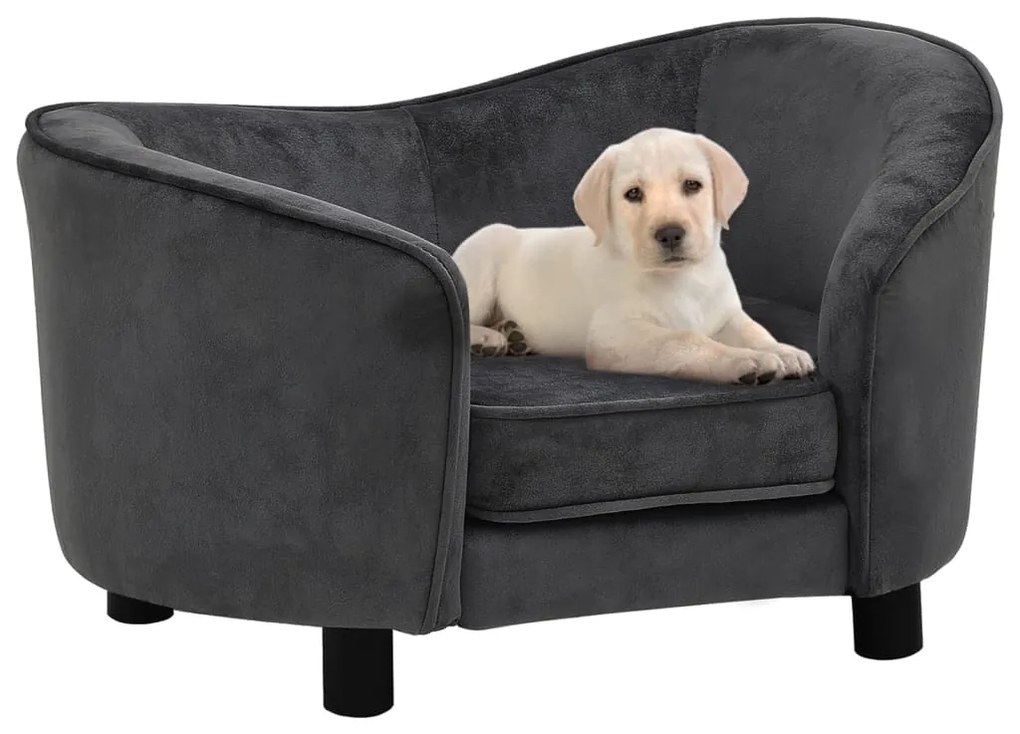 vidaXL Sofá para cães 69x49x40 cm pelúcia cinzento-escuro