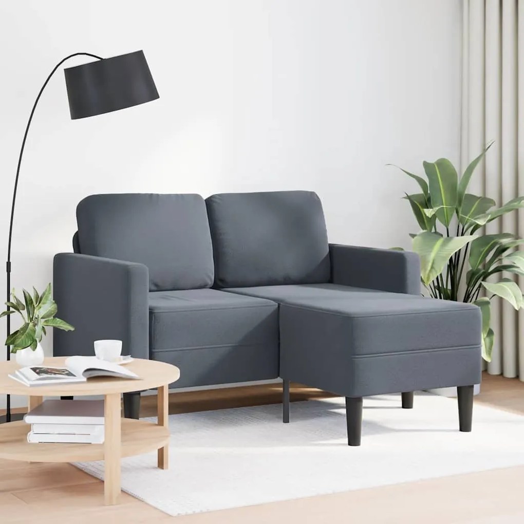 Sofá 2 lugares com Chaise em L 125 cm veludo cinzento-escuro