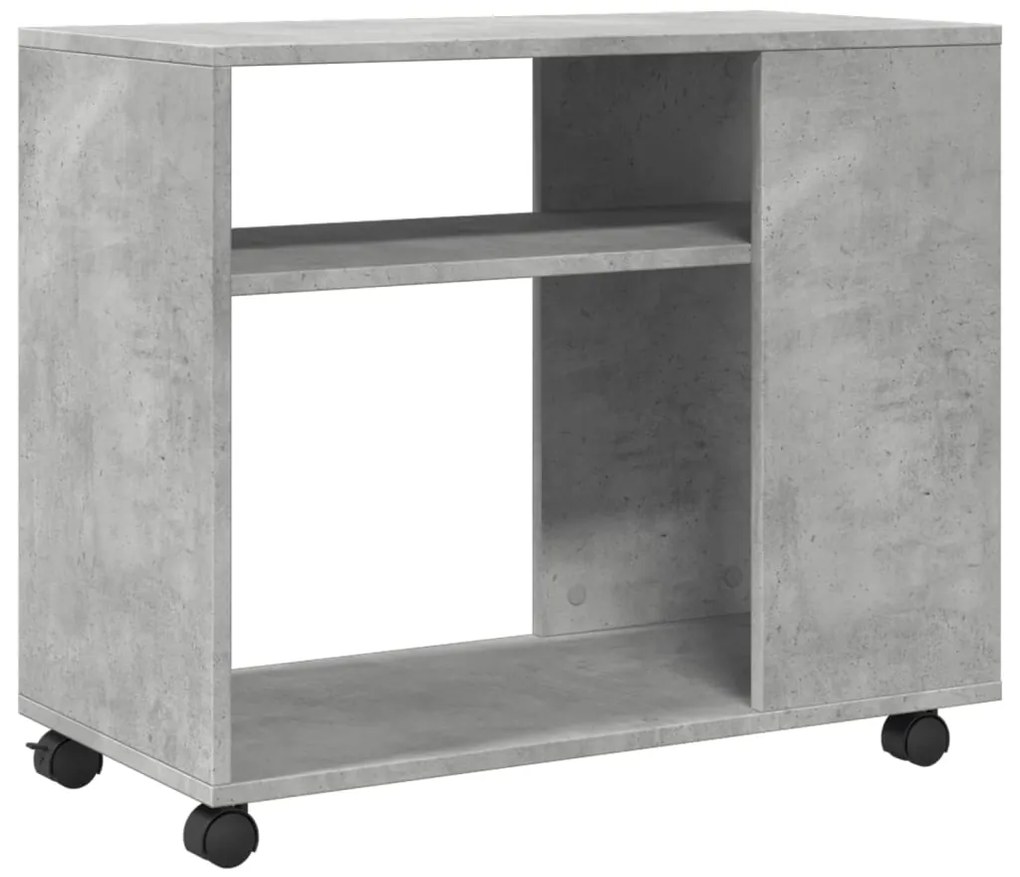 Mesa de apoio com rodas derivados de madeira cinzento cimento