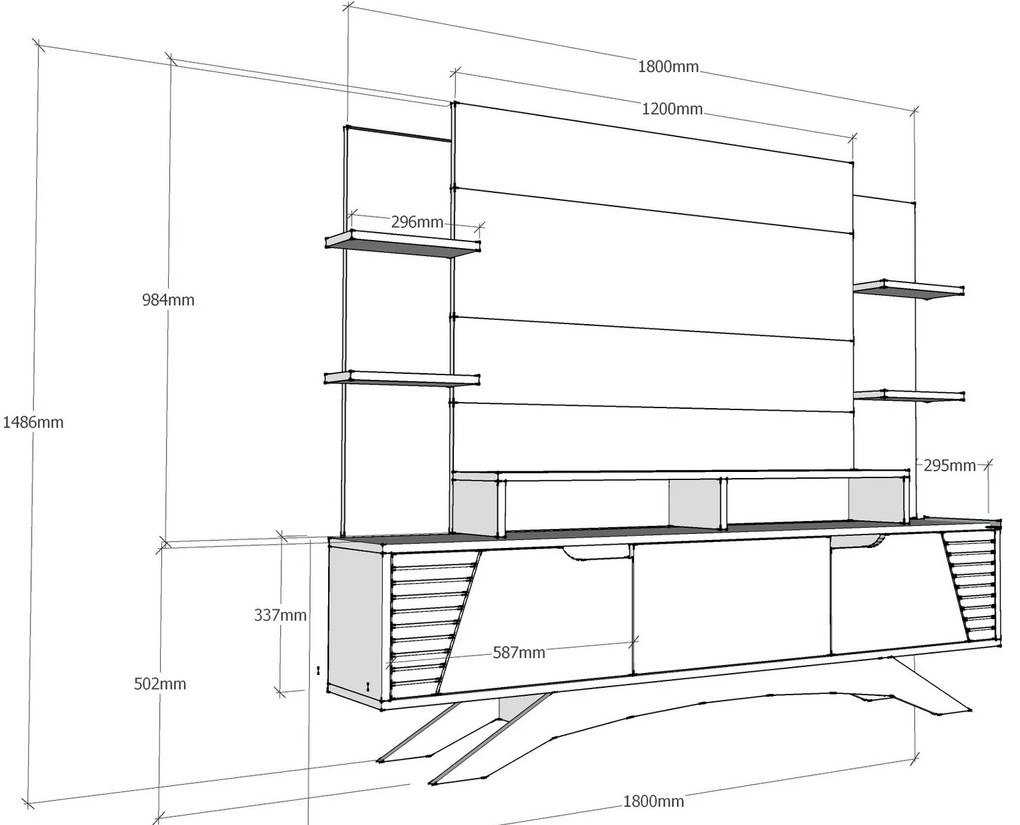 Unidade TV Deparo – Nogueira – 180 cm x 148,6 cm x 29,5 cm