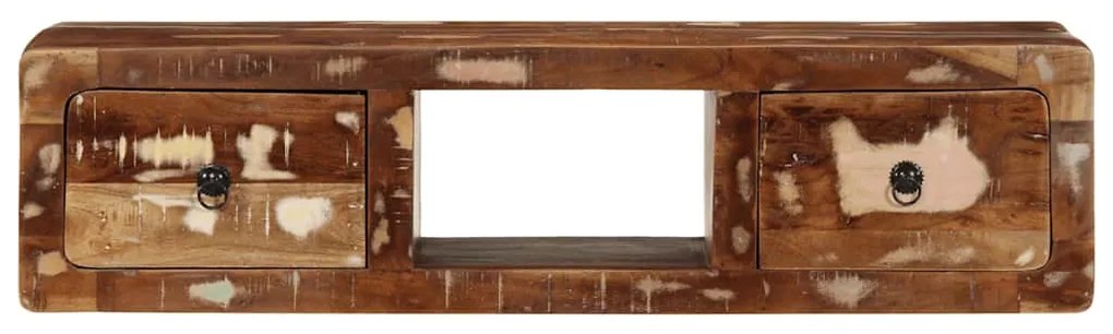 Armário de TV para parede 100x32x25cm madeira recuperada maciça
