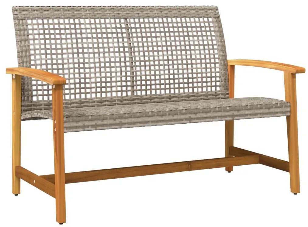 5 pcs conj. lounge para jardim vime PE e madeira acácia cinza