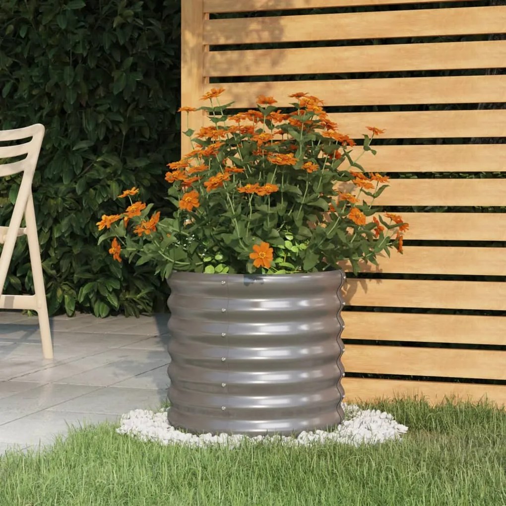 vidaXL Vaso/floreira de jardim aço revestido a pó 40x40x36 cm cinza