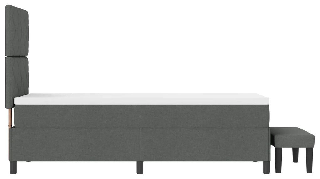 Cama Box Spring com Colchão e Banco Cinza Escuro 80x200 cm Tecido
