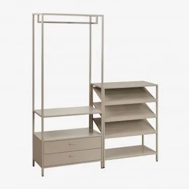 Guarda-roupa Modular Aberto Janine De 2 Peças Com Gavetas E Sapateira Baixa De Aço Moka Brown - Sklum