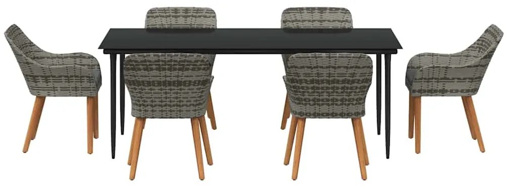<strong>Conjunto de Jantar para Jardim de 7 Peças</strong> - Cinza em