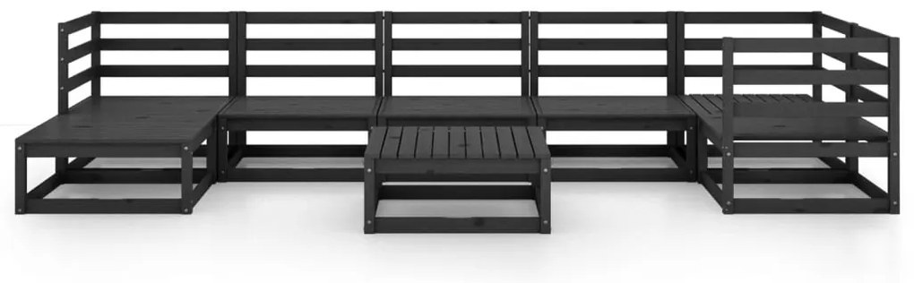 8 pcs conjunto lounge de jardim pinho maciço preto