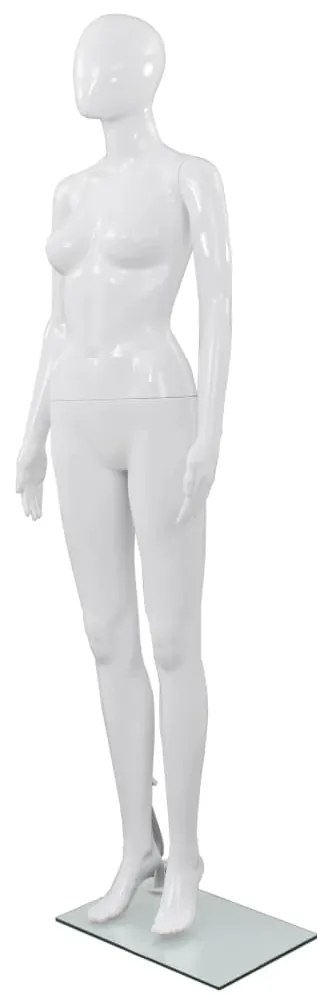 Manequim feminino completo base em vidro 175cm branco brilhante