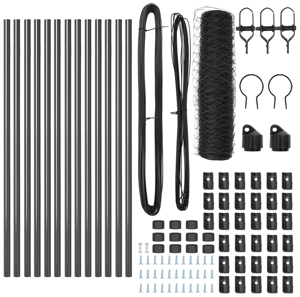 Conjunto de Cercamento Conjunto de 2 Cinza Metal 25 x 0,5 m