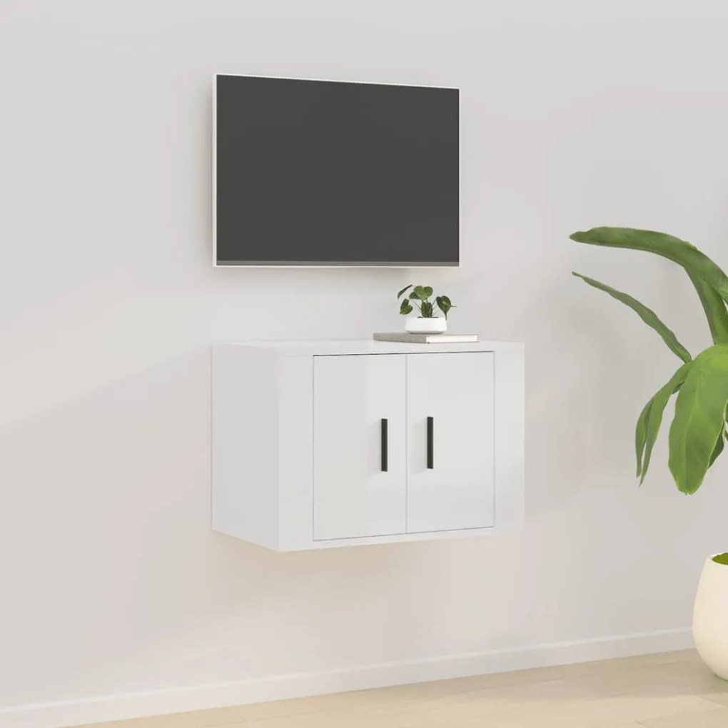 vidaXL Móvel de TV para parede 57x34,5x40 cm branco brilhante