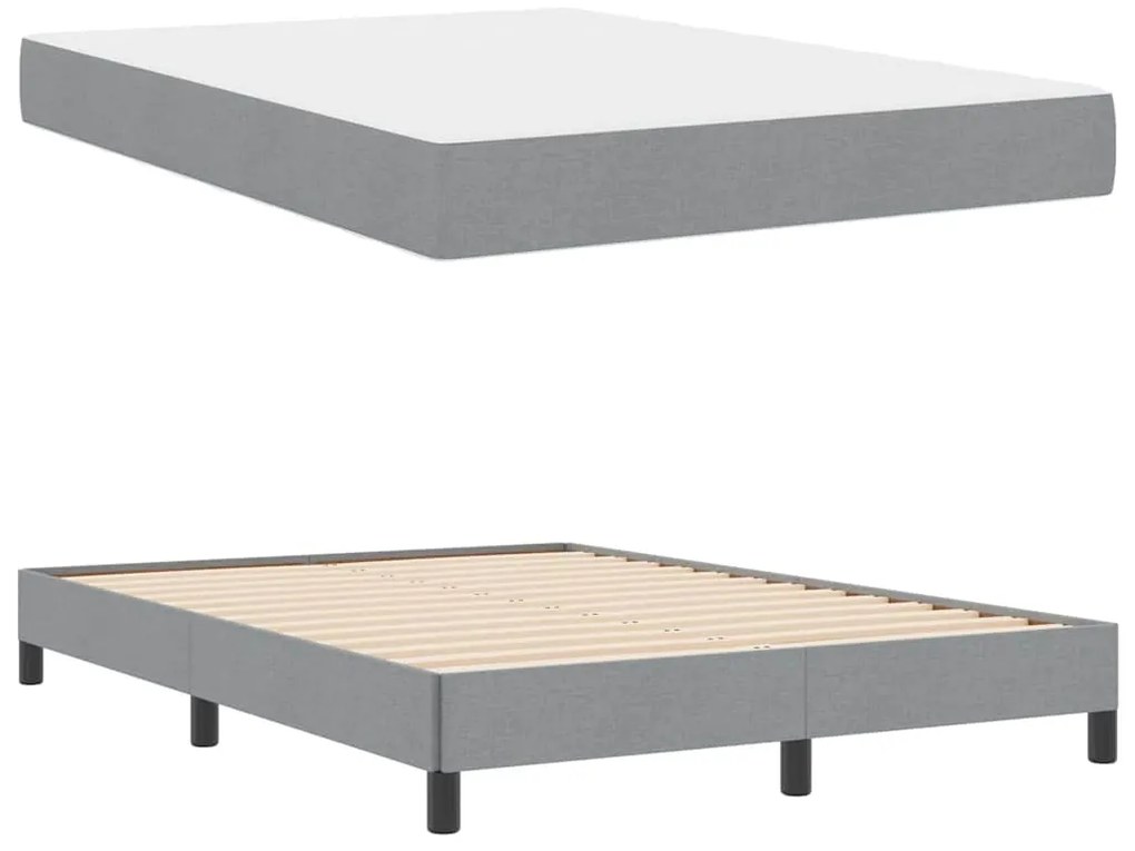Cama Box Outros Cinzento-claro 140 x 190 cm tecido