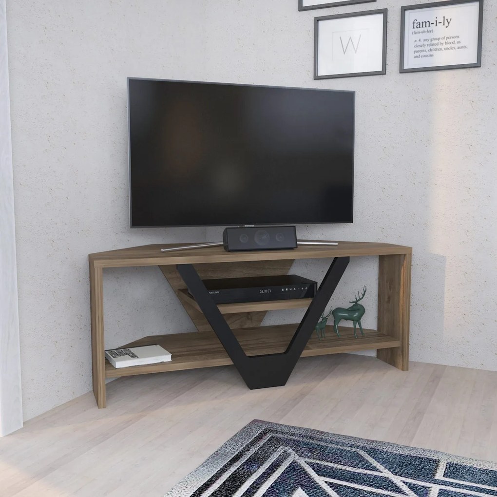Móvel para TV Karin – Nogueira e Preto – 90x35x36,8 cm