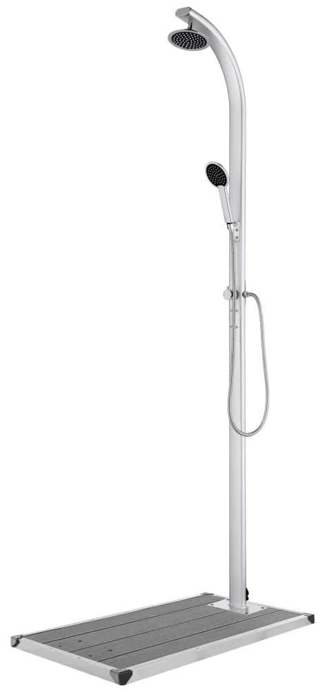 3070796 vidaXL Chuveiro de jardim c/ base cinzenta 220 cm alumínio