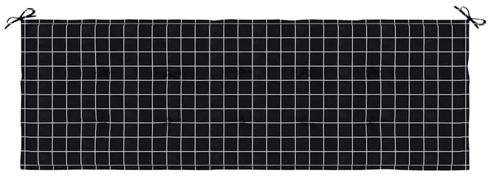 Almofadão p/ banco jardim 150x50x4cm tecido oxford xadrez preto