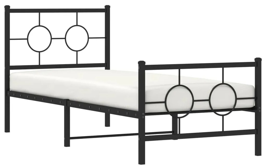 Estrutura de cama com cabeceira e pés 80x200 cm metal preto