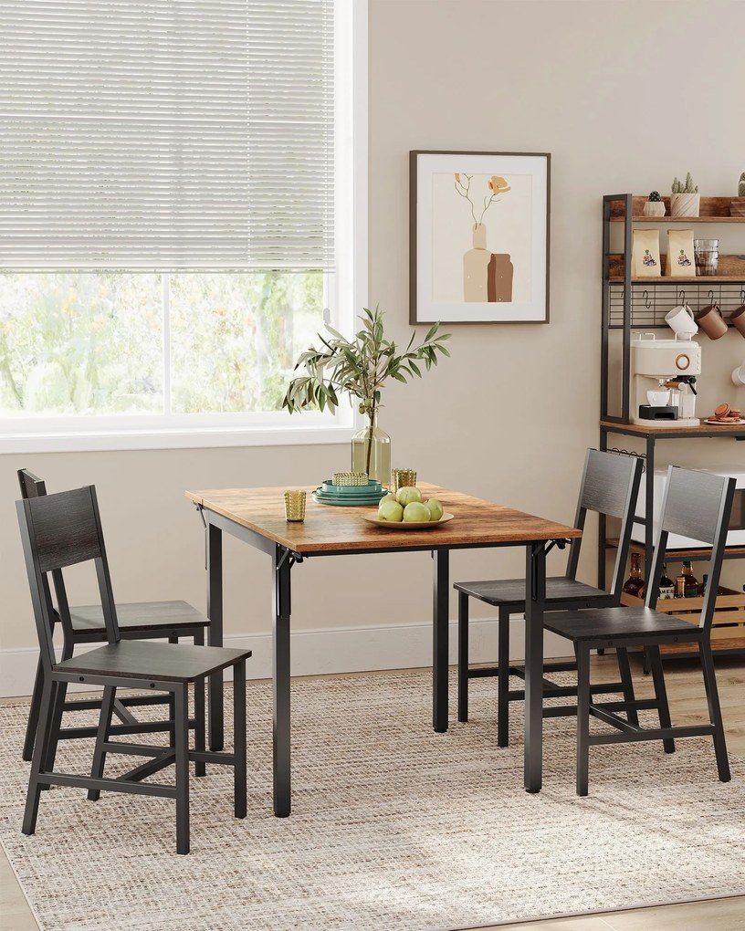 Conjunto de 2 cadeiras de sala de jantar cinza antracite-preto