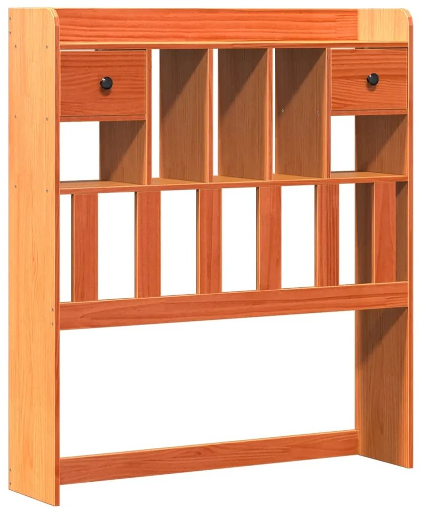 Cama com estante sem colchão 90x190cm pinho maciço castanho-mel