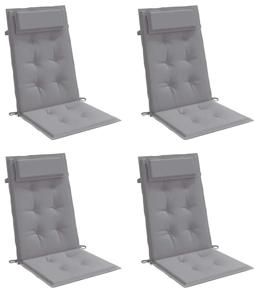 Almofadões p/ cadeira encosto alto 4 pcs tecido oxford cinzento