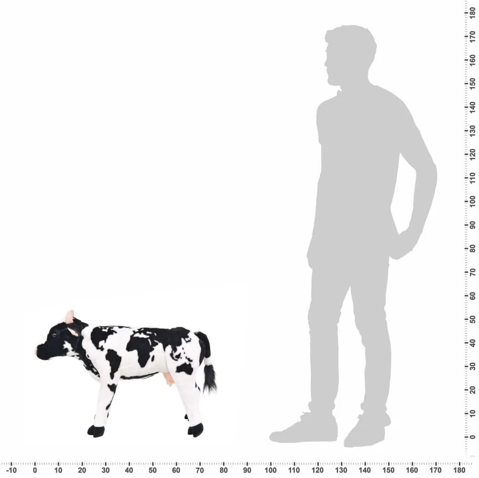 Brinquedo de montar vaca peluche preto e branco XXL