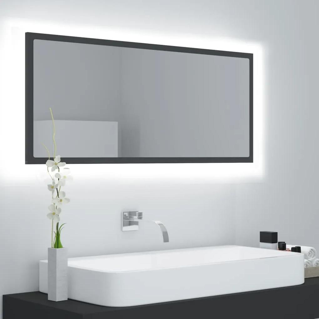 Espelho de casa de banho LED 100x8,5x37 cm contraplacado cinza
