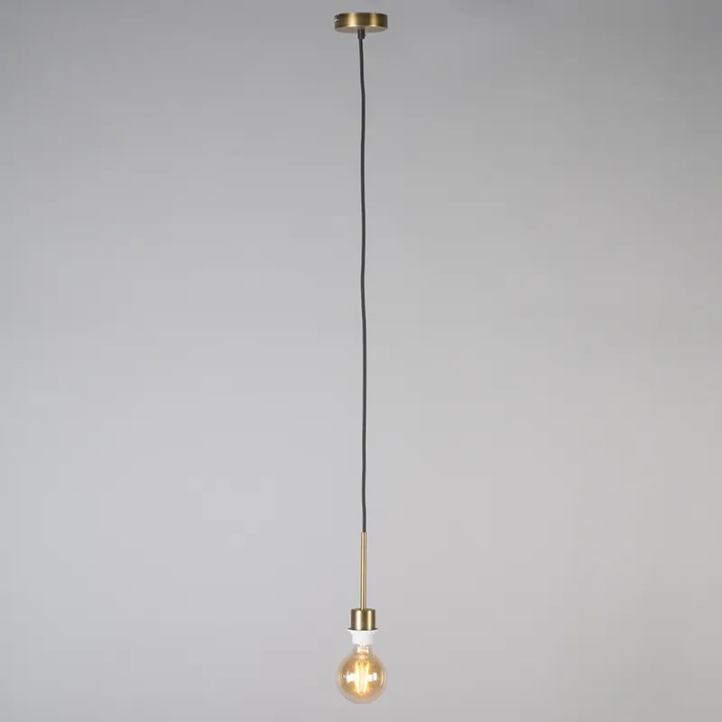 Candeeiro de suspensão moderno bronze com abajur 45 cm preto - Combi 1 Country / Rústico,Moderno