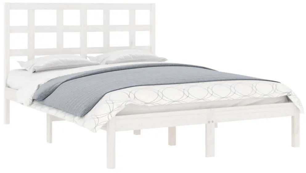 Estrutura cama pequena casal 120x190 cm pinho maciço branco