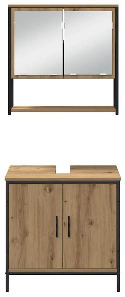 Conjunto de Móveis para Casa de Banho 4 Peças Carvalho Artesanal Madei