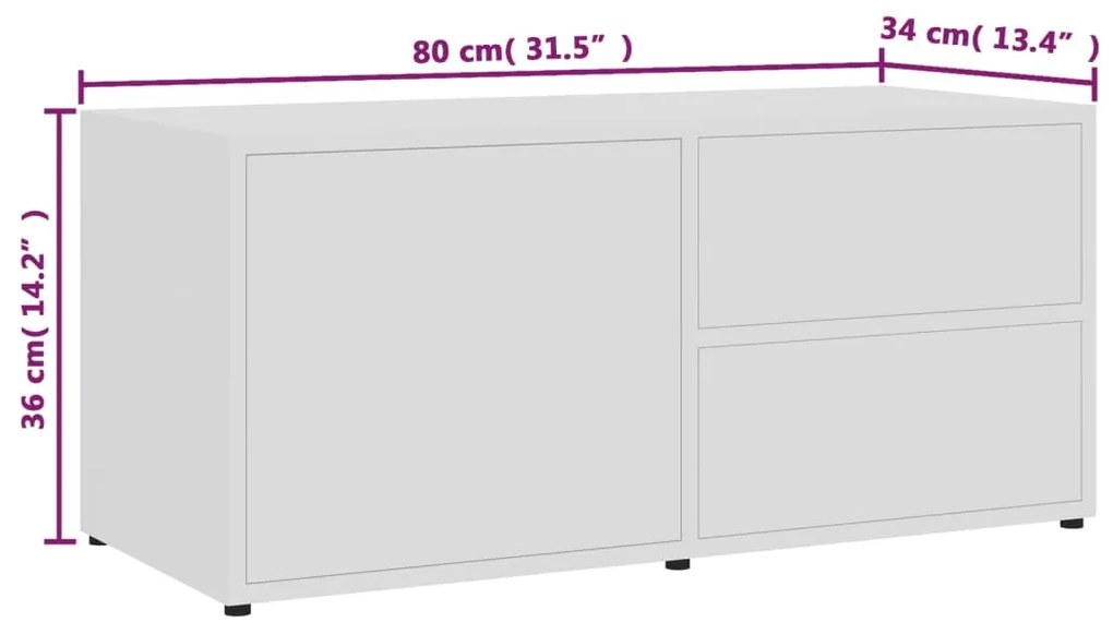 Móvel de TV 80x34x36 cm contraplacado branco