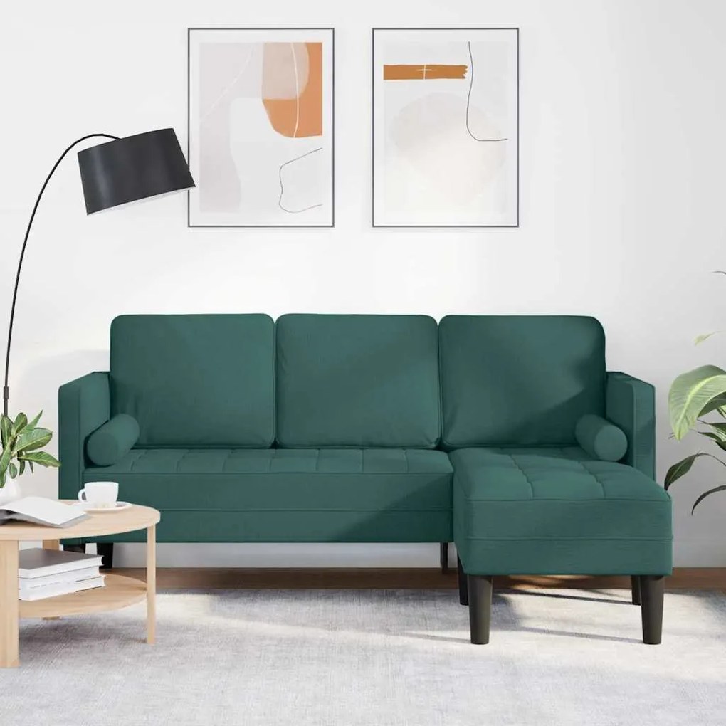 vidaXL Conjunto de Sofás Verde Escuro 173 x 131 x 67 cm tecido