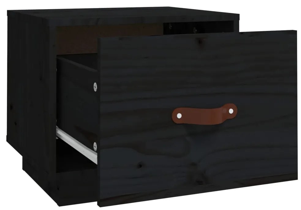 Mesas de cabeceira 2 pcs 40x34x35 cm pinho maciço preto