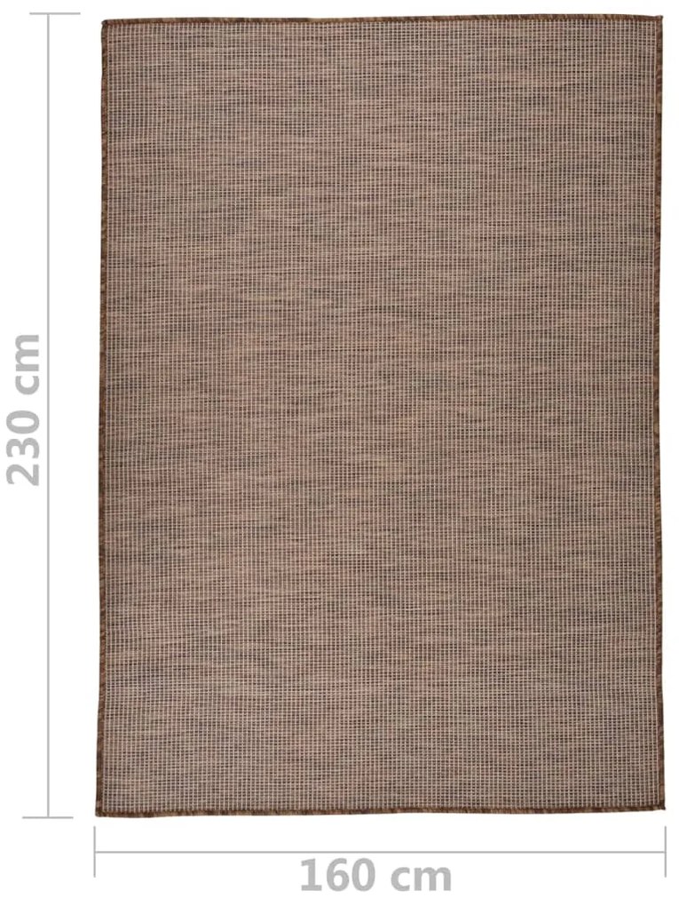 Tapete de tecido plano para exterior 160x230 cm castanho