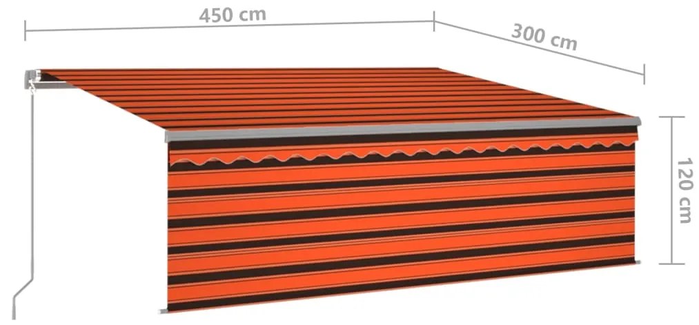 Toldo retrátil manual com estore 4,5x3 m laranja/castanho