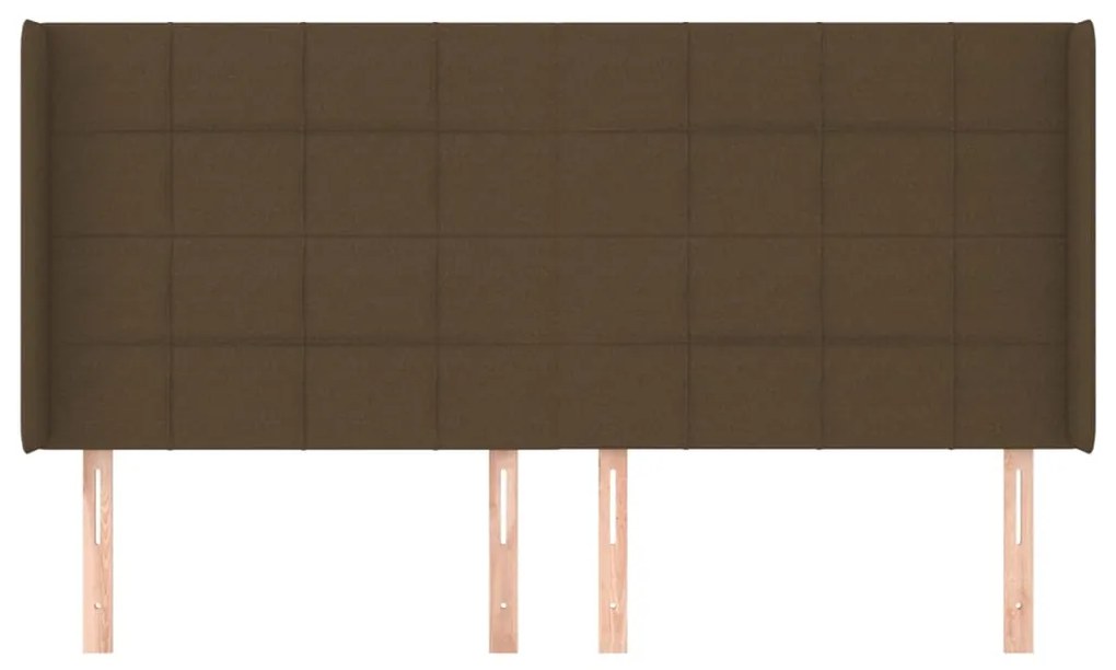 Cabeceira cama c/ abas tecido 203x16x118/128 cm castanho-escuro