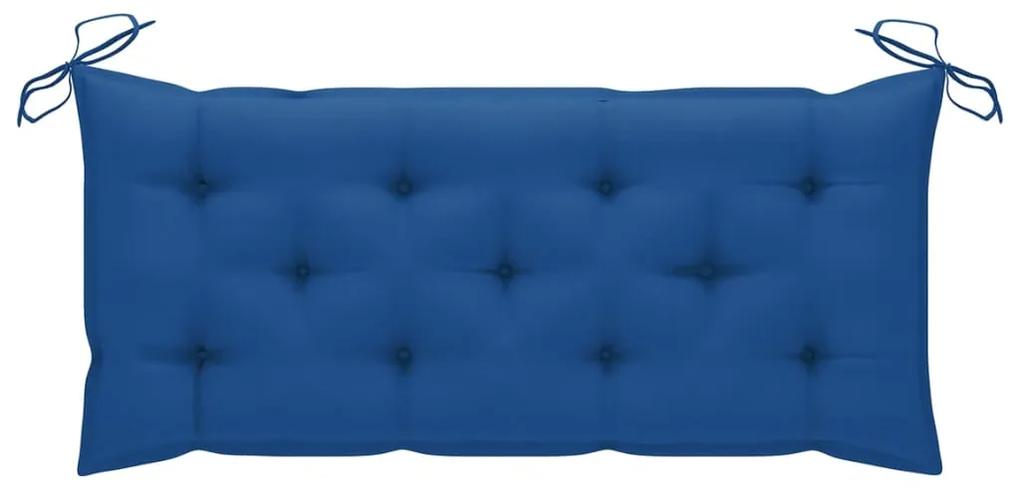 Banco Batávia c/ almofadão azul 120 cm teca maciça