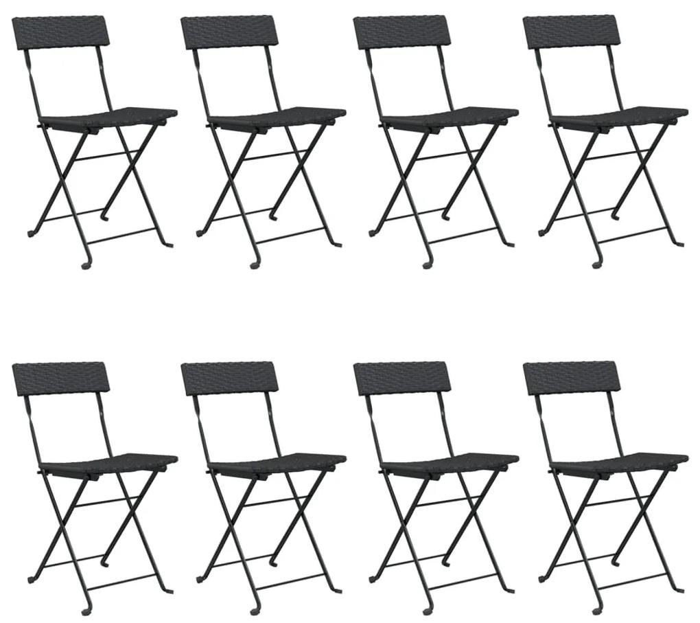 Cadeiras de bistrô dobráveis 8 pcs vime PE e aço preto
