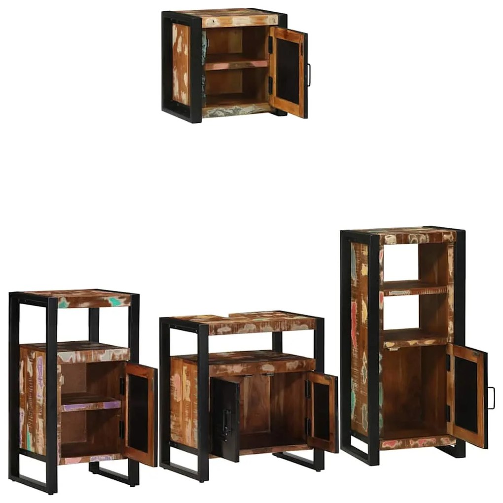 Conjunto de Móveis para Banheiro 4 pcs Madeira de manga maciça