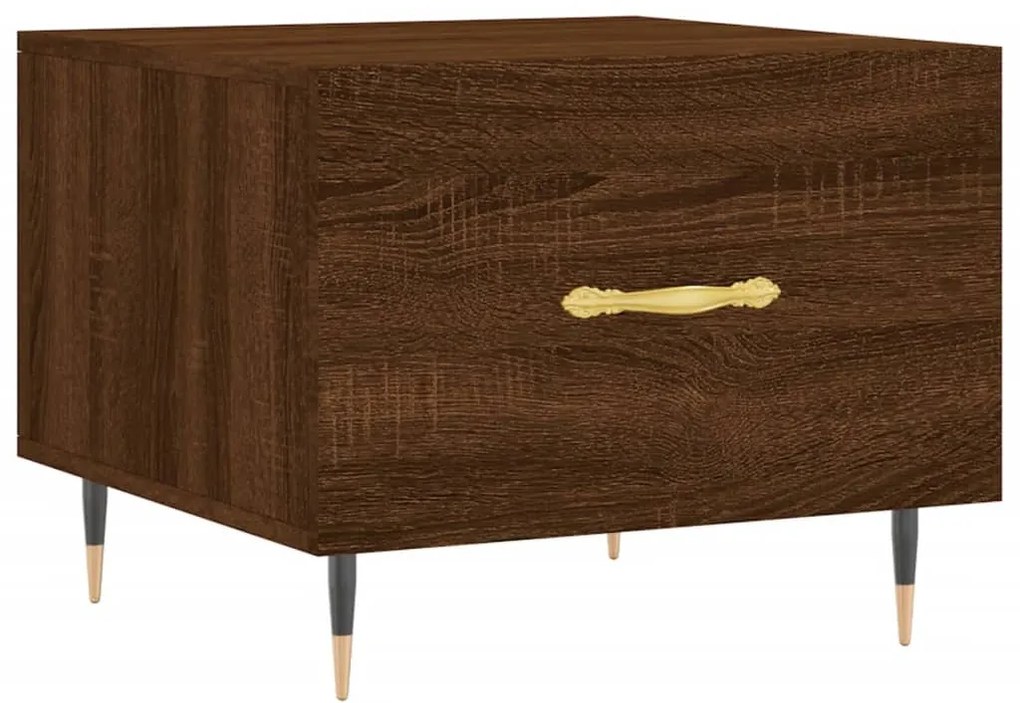 Mesa centro 2 pcs 50x50x40 cm madeira proc. carvalho castanho
