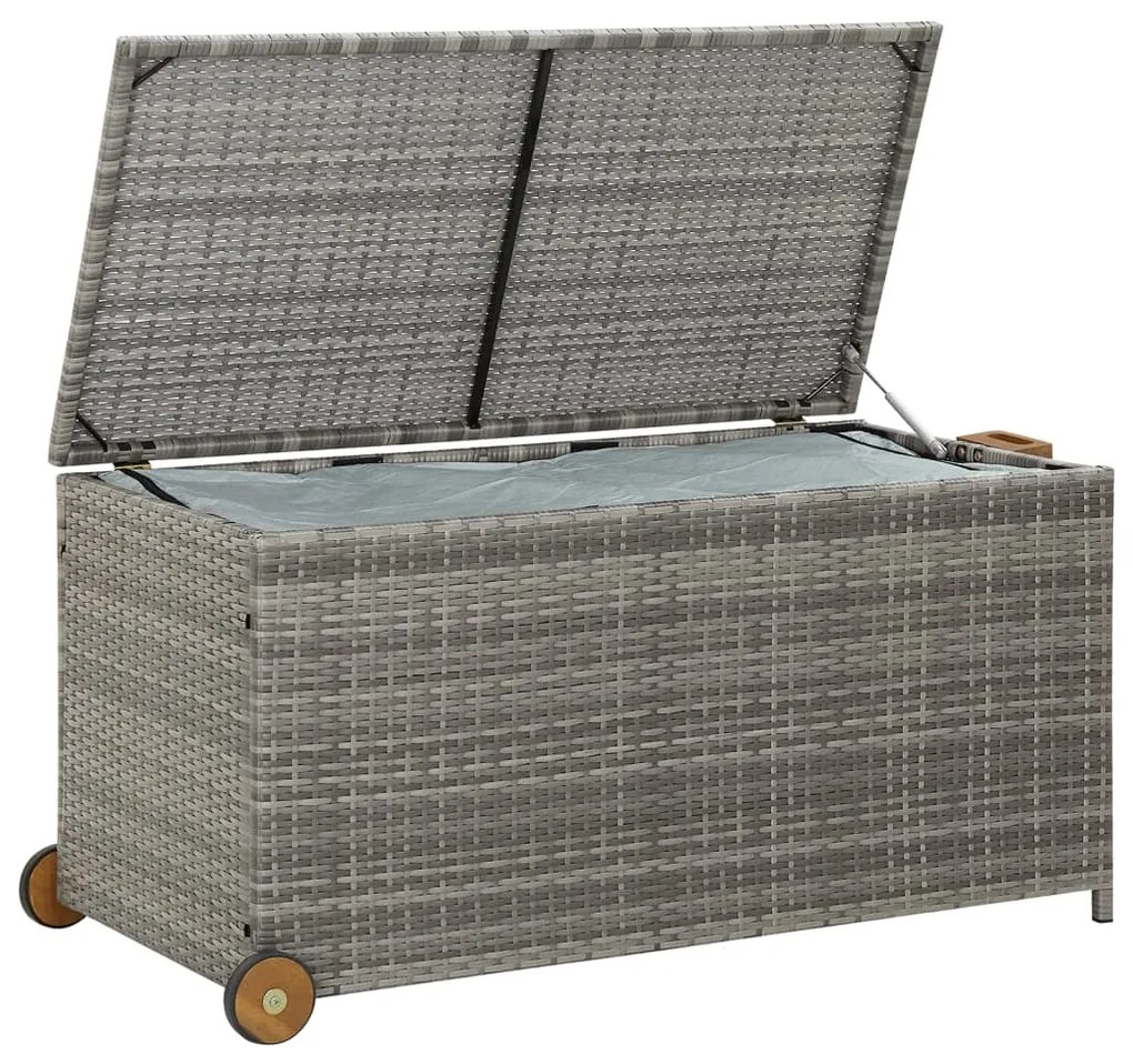 Caixa de arrumação p/ jardim 120x65x61 cm vime PE cinza-claro