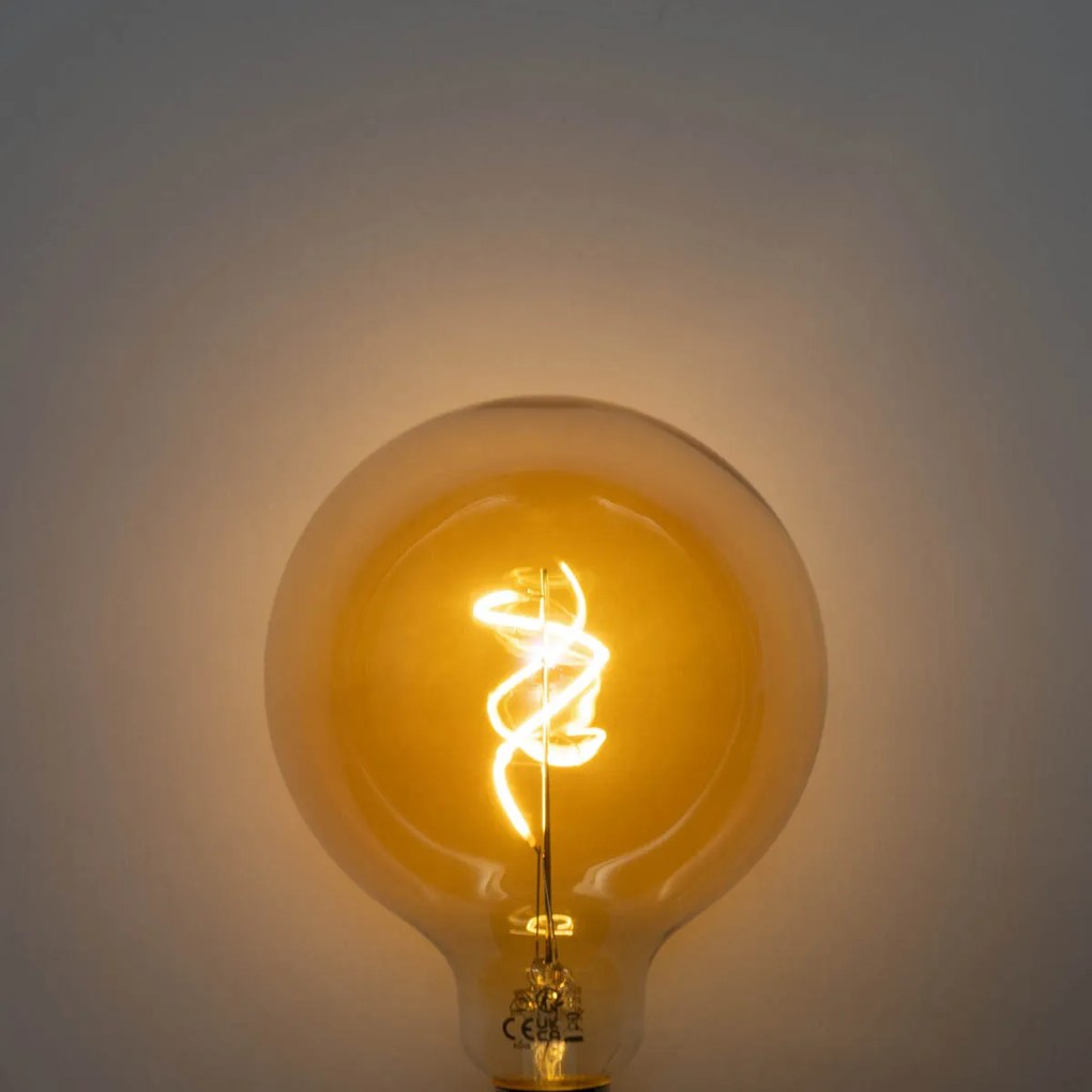 Conjunto de 5 Lâmpadas LED E27 Reguláveis Filamento Espiral Dourado G125 4W 270LM 2700K