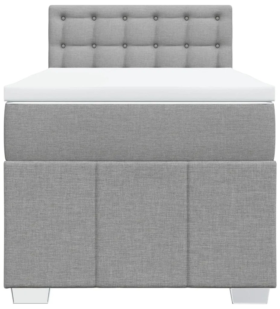Cama com molas/colchão 80x200 cm tecido cinza-claro