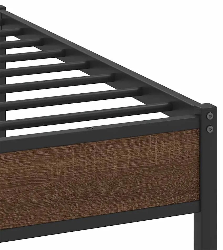 Estrutura cama sem colchão 183x213 cm metal carvalho castanho