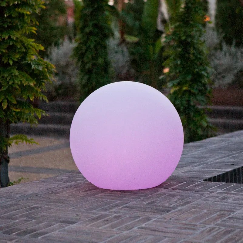BOLA ILUMINADA BULY 20 CM COM LUZ LED RGB SOLAR + BATERIA RECARREGÁVEL HOTEL, CASA, JARDIM, RESTAURANTE, BAR