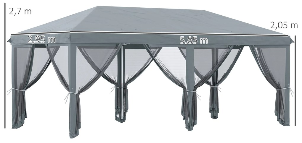 Tenda Dobrável 585x295x270 cm Tenda de Jardim com 6 Mosquiteiros Bolsa