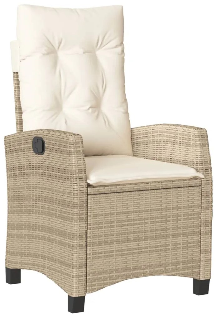 7 pcs conjunto de jantar p/ jardim com almofadões vime PE bege
