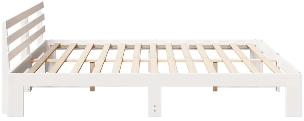 Estrutura de Cama Branca Branca Madeira Sólida 200 x 200 cm