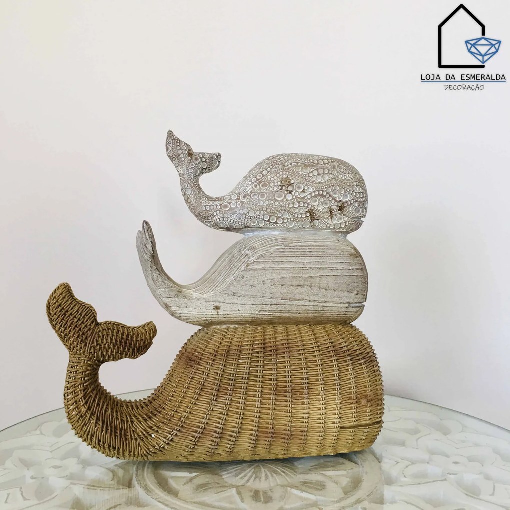 Peça Decorativa c/ Baleias | 29x10x27CM