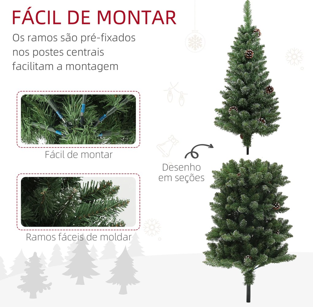 Árvore de Natal 150 cm Árvore de Natal Artificial com 395 Ramos e Suporte de Metal Árvore de Natal para Interior Verde