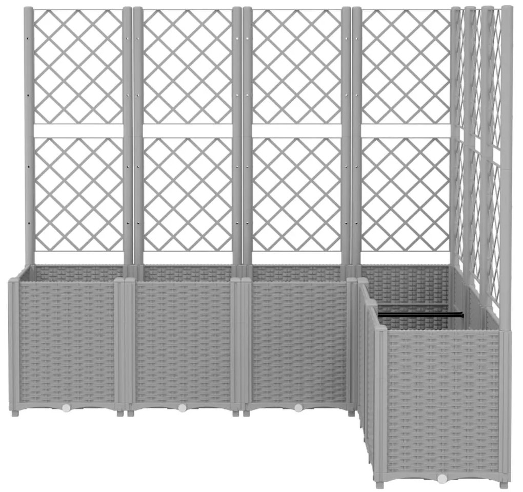 Vaso/floreira jardim c/ treliça 160x120x140 cm PP cinza-claro
