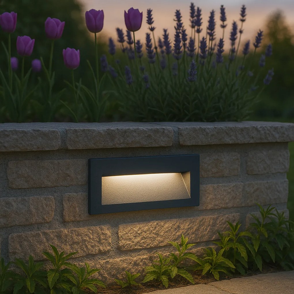 Conjunto de 6 luzes de parede embutidas modernas pretas 16cm Incl. LED IP65 - Mert